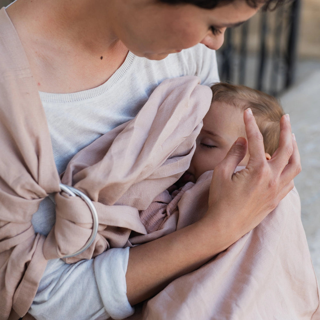 Boba Linen Ring Sling | Peony Pink