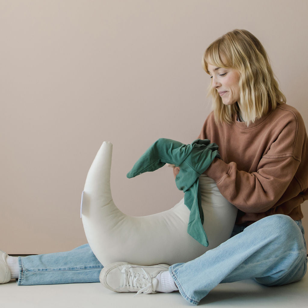 Feeding Pillow + Organic Cover Set | Moss