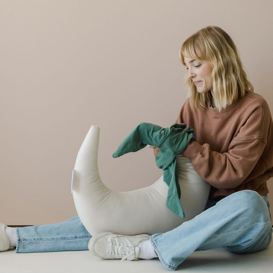 Feeding Pillow + Organic Cover Set | Moss