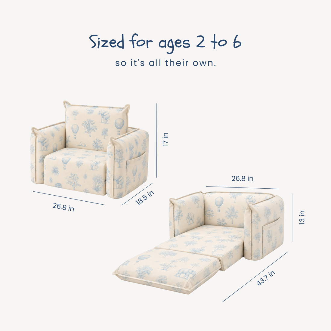 Toddler Chair | Blue Toile