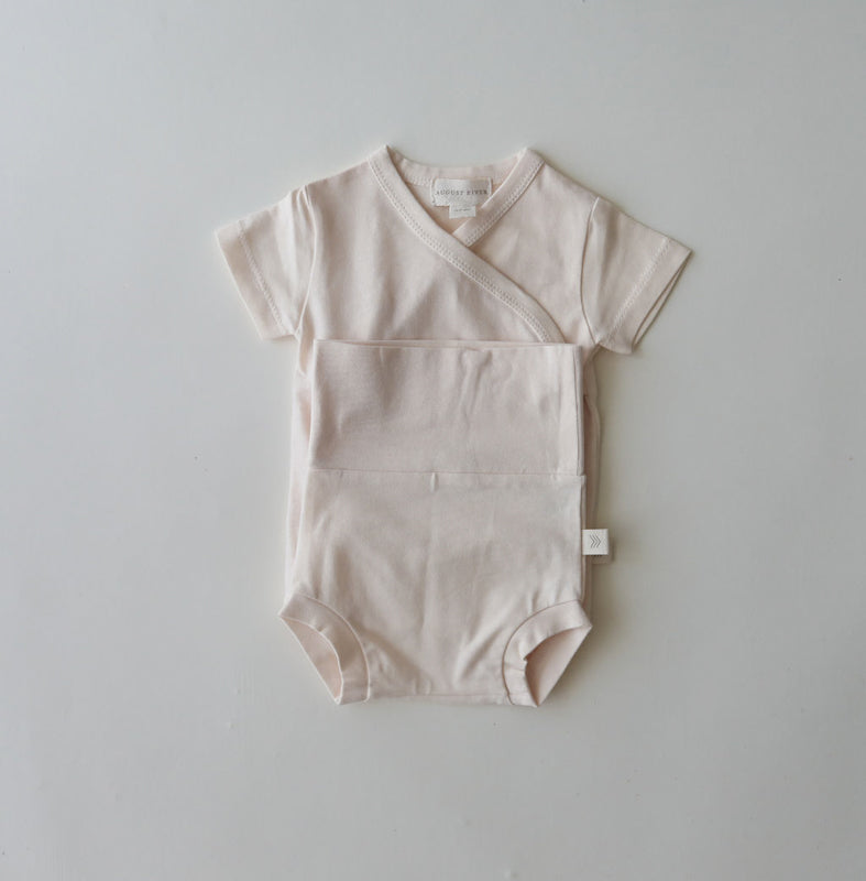 Short Sleeve Wrap Top | Natural