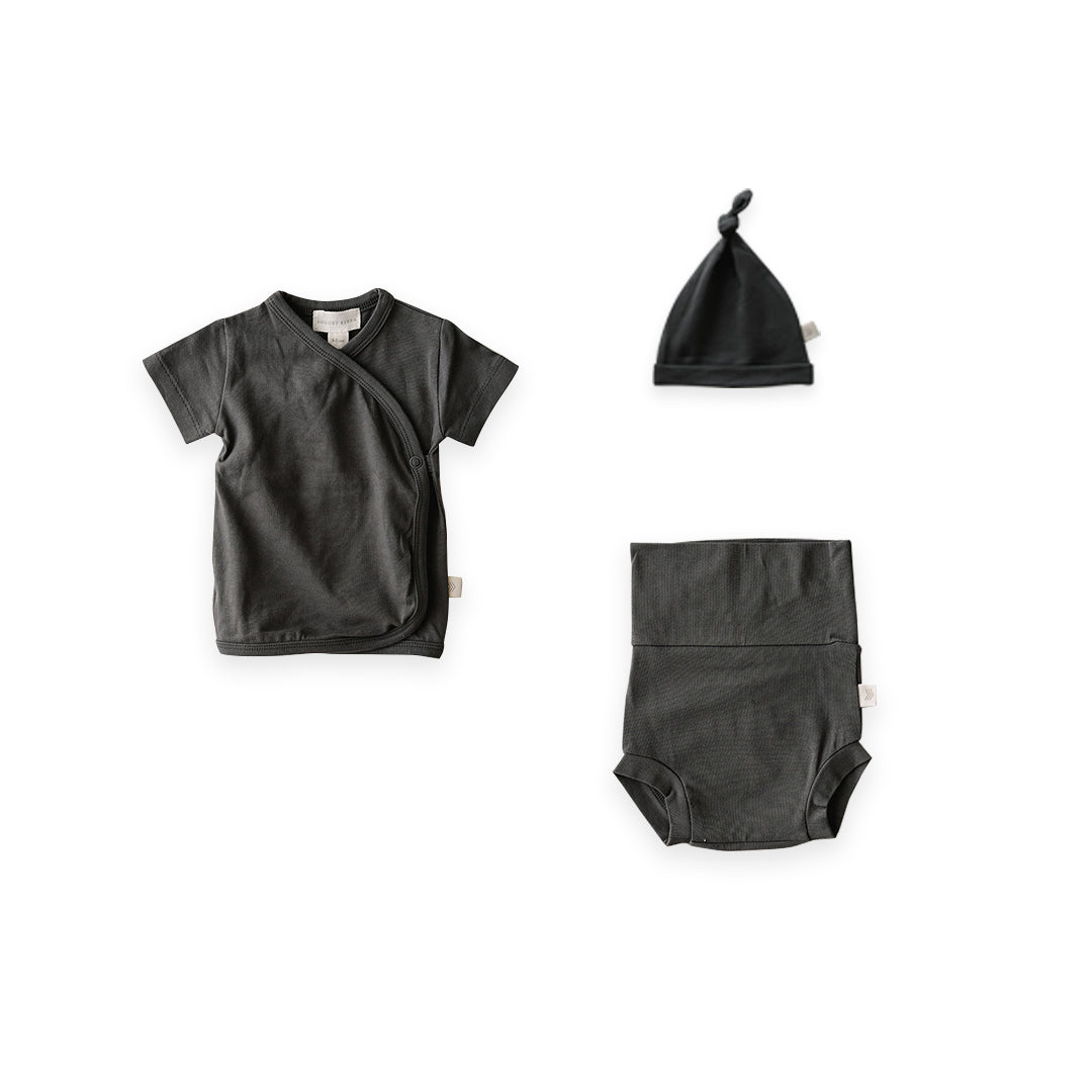 Short Sleeve Wrap Top + High Belly Bloomer + Hat | Sparrow