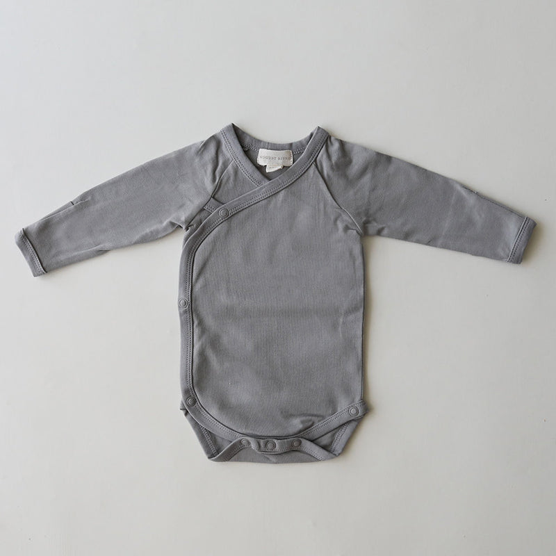 Long Sleeve Wrap Onesie + High Belly Pant + Hat | Stone